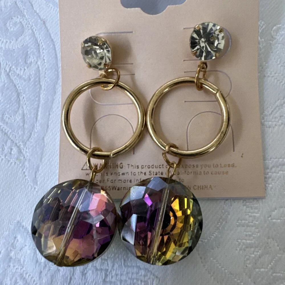 Blossom Faux Crystal Rhinestone Earrings Dangle Party Wedding Cruise NEW